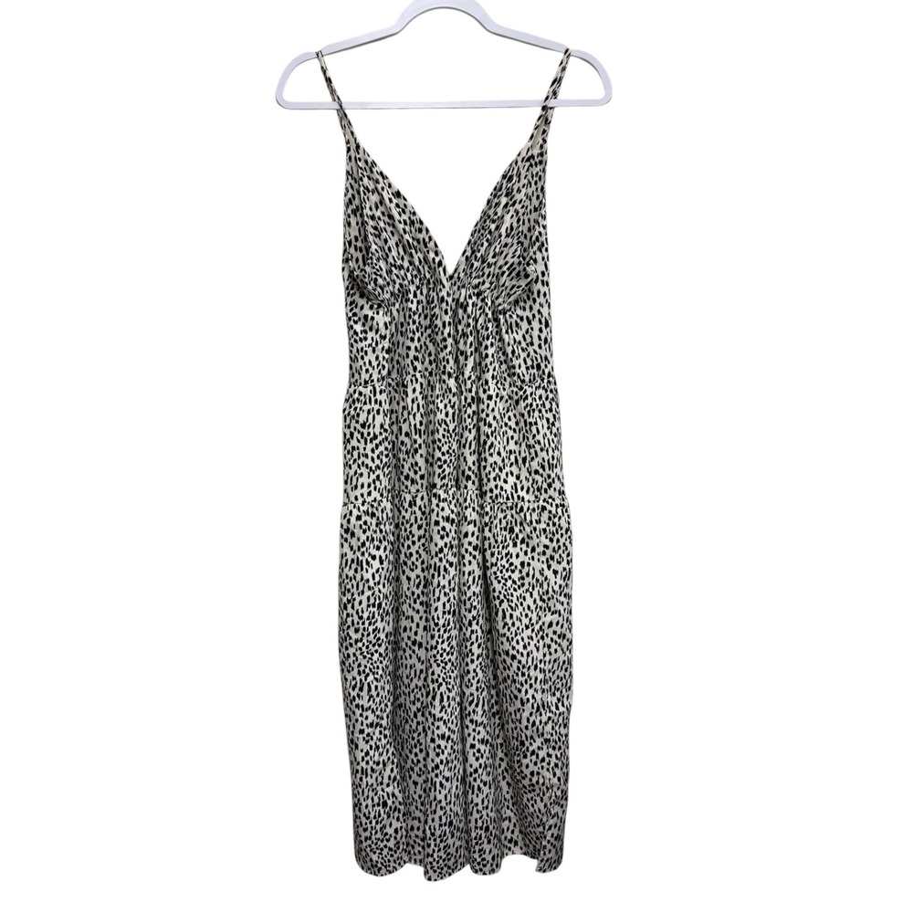 Cloud Ten Leopard Print Tiered Midi Dress Adjustable Straps Women's Small